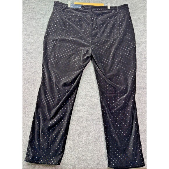 Talbots Flawless 22W High Waist Straight Leg Stretch Black Gold Dot Pants NWT - Picture 2 of 12